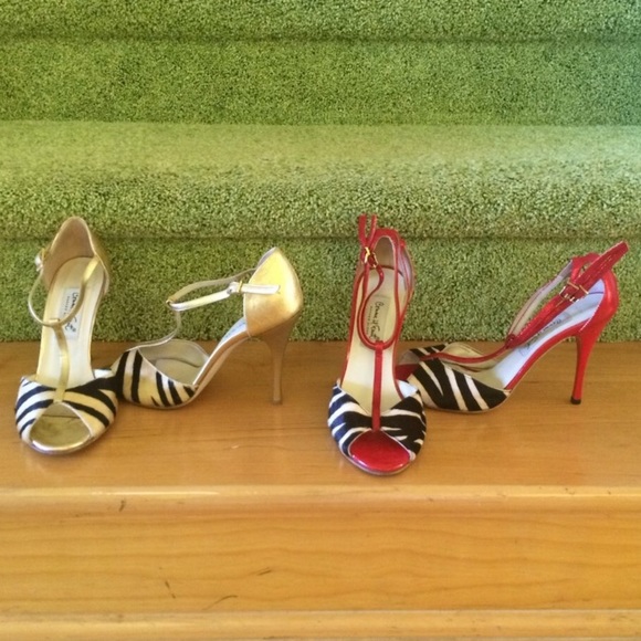 Comme iI Faut Argentine Tango Zebra Gold Gatsby Dance pARTy Stunning Stilettos - Picture 3 of 14